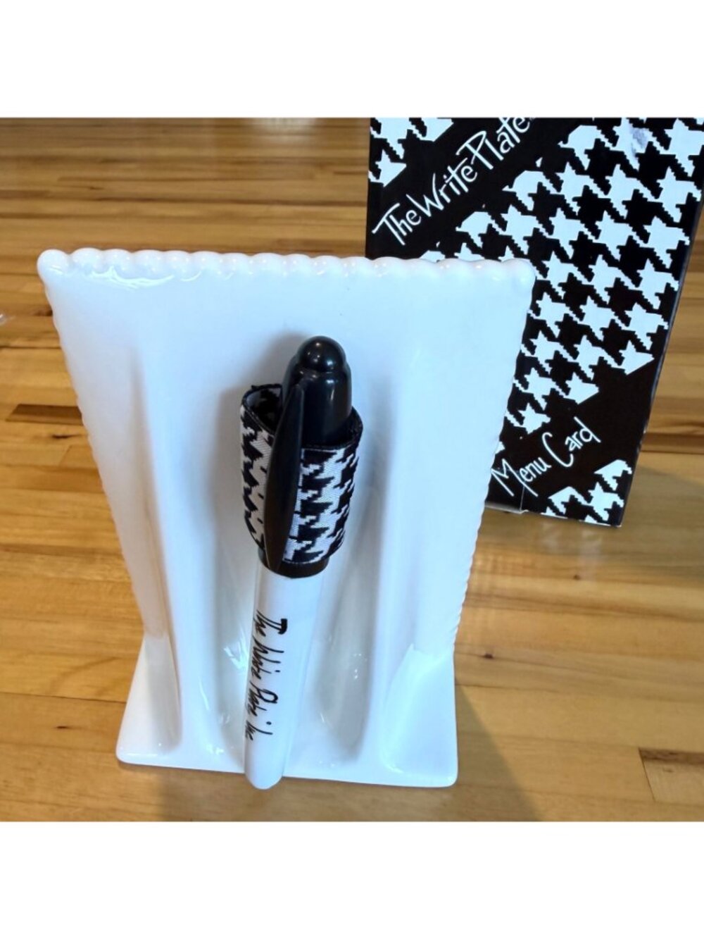 The Write Plate Menu Card Dry Erase Board New White Ceramic Marker Party Decor - Picture 2 of 5